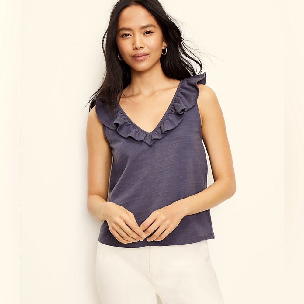 Ruffle V-Neck Sleeveless Blouse - Loft